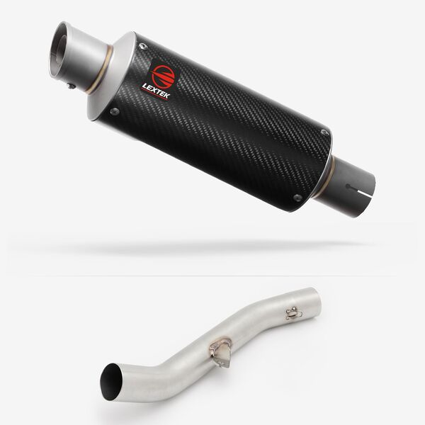Lextek Carbon Fibre GP8C 240mm Exhaust with High Level Link Pipe for Yamaha YZF R6 (17-22)