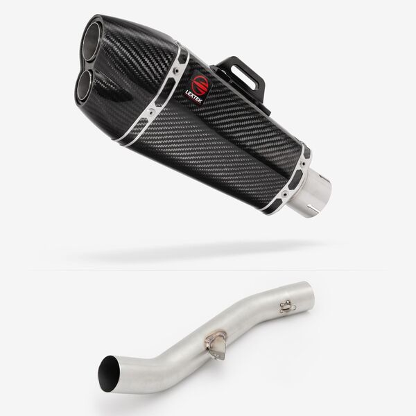 Lextek Carbon Fibre XP13C 210mm Exhaust with High Level Link Pipe for Yamaha YZF R6 (17-22)