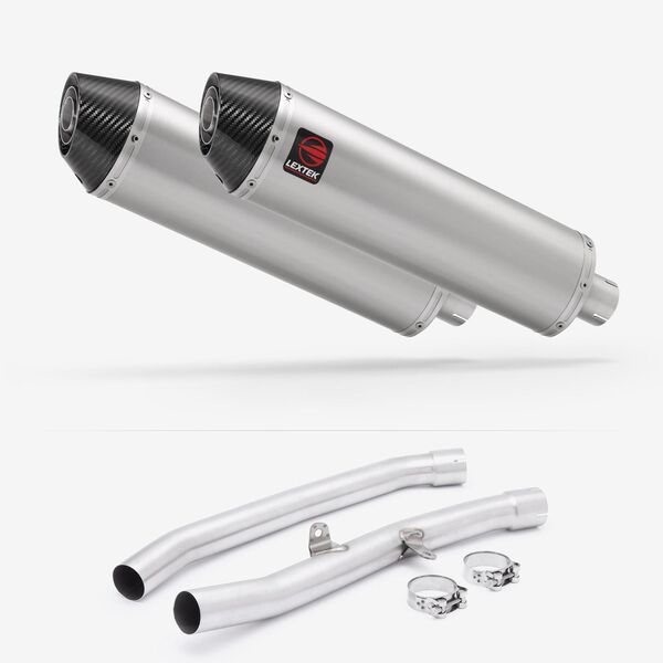Lextek Brushed Stainless Steel RP1 400mm Exhaust with Link Pipes for Kawasaki ZZR1400 (08-11)