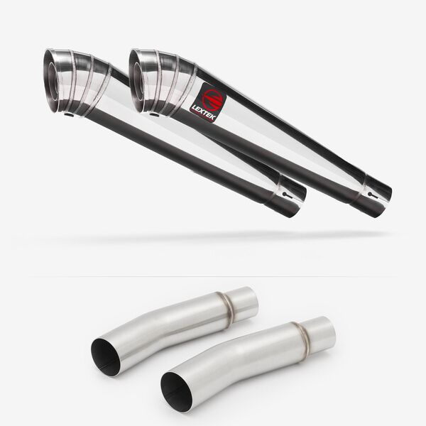 Lextek Polished Stainless Steel MP4 300mm Exhaust with Link Pipes for Ducati Monster 620 (01-06)