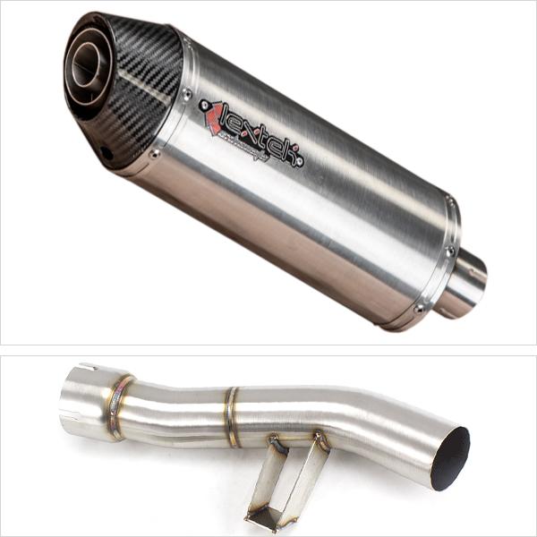 Lextek RP2 Gloss S/Steel Oval Exhaust 300mm with Link Pipe for Yamaha FZ1 (06-15)