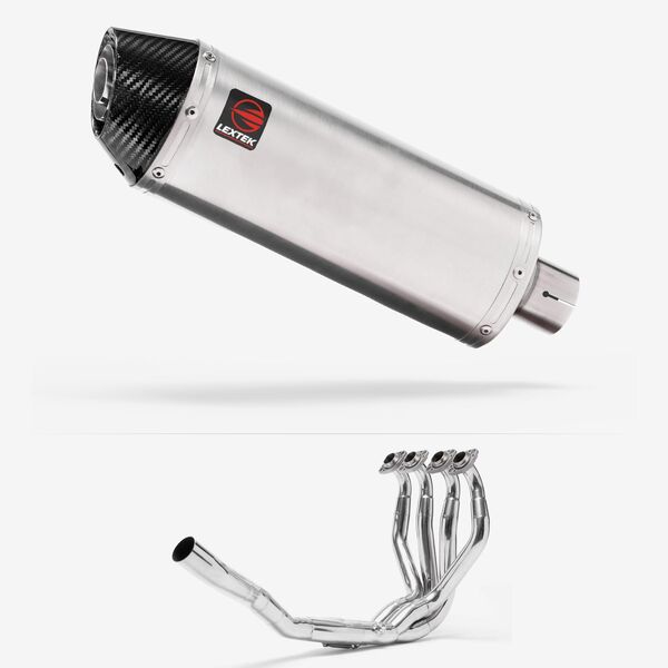 Lextek Brushed Stainless Steel RP2 300mm Exhaust System for Kawasaki ZX-6R Ninja (09-23)