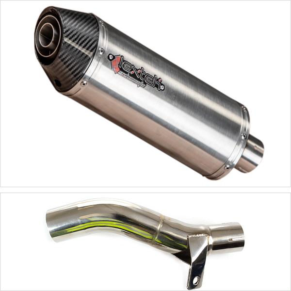 Lextek RP2 Gloss S/Steel Oval Exhaust 300mm with Link Pipe for Honda CB500 F/X (13-20)