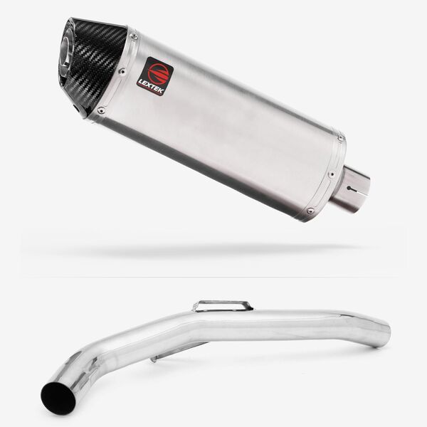 Lextek Brushed Stainless Steel RP2 300mm Exhaust with Link Pipe for Triumph Explorer 1200 (12-18)