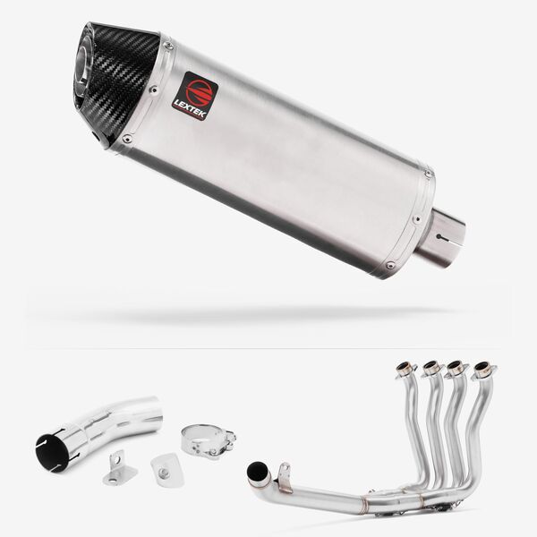 Lextek Brushed Stainless Steel RP2 300mm Exhaust with Link Pipe for Suzuki GSX-S 1000 F (15-20)