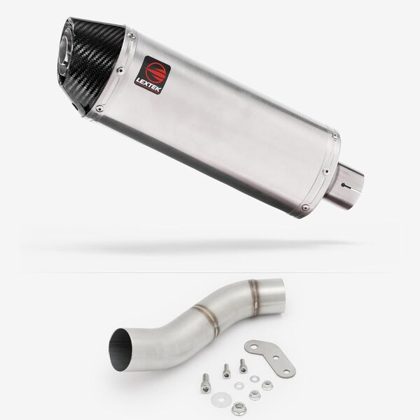 Lextek Brushed Stainless Steel RP2 300mm Exhaust with Link Pipe for Ducati Monster 797 (17-18)