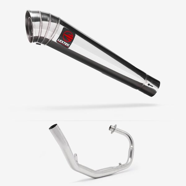 Lextek Polished Stainless Steel MP4 300mm Exhaust System for Lexmoto LXR 125