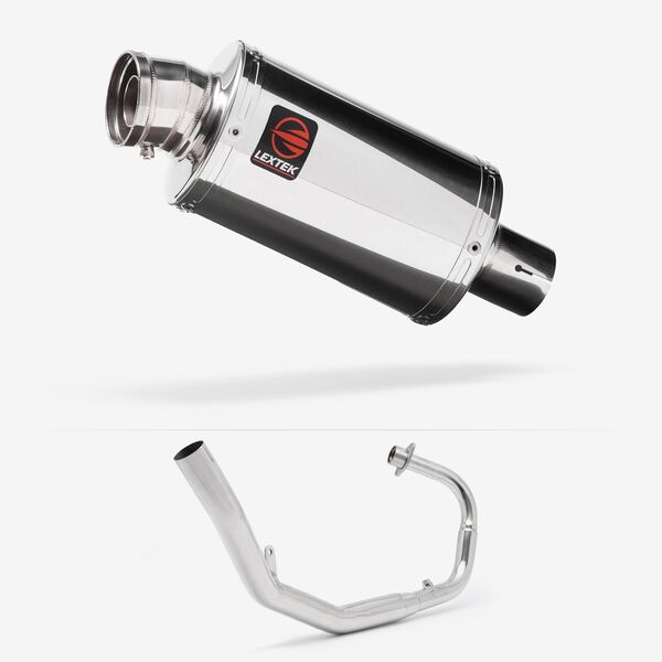 Lextek Polished Stainless Steel OP4 200mm Exhaust System for Lexmoto LXR 125