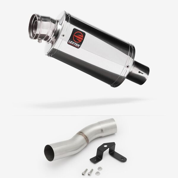 Lextek Polished Stainless Steel OP4 200mm Exhaust with Low Level Link Pipe