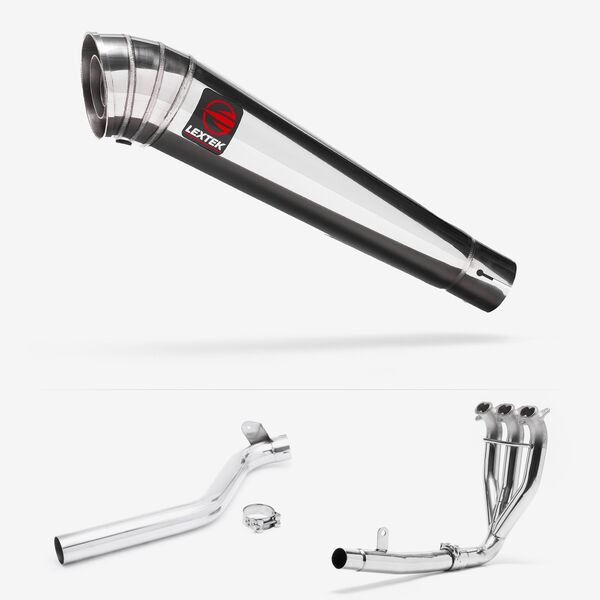 Lextek MP4 S/Steel Megaphone Exhaust System 300mm for Triumph Tiger 1050 Sport (13-20)