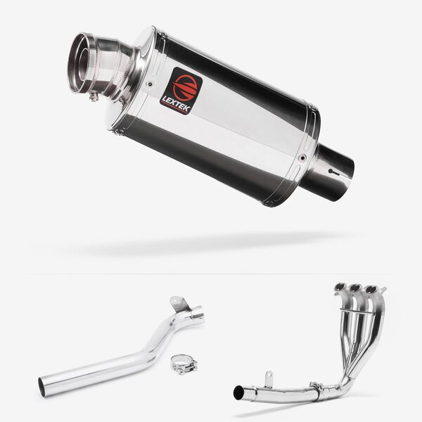 Lextek OP4 Polished S/Steel Exhaust System 200mm for Triumph Tiger 1050 Sport (13-20)