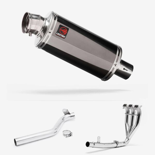 Lextek OP16 Dark Tint Stainless Exhaust System 250mm for Triumph Tiger 1050 Sport (13-20)