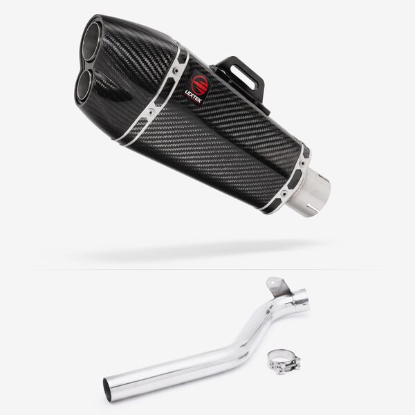 Lextek Carbon Fibre XP13C 210mm Exhaust with Link Pipe for Triumph Tiger 1050 Sport (13-20)