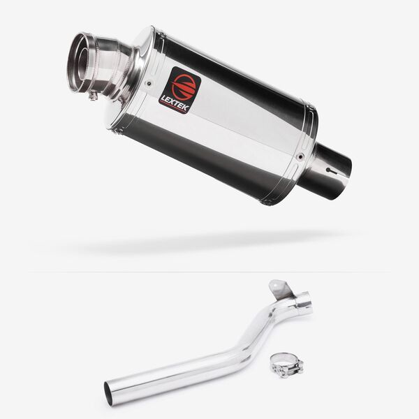 Lextek Polished Stainless Steel OP4 200mm Exhaust with Link Pipe