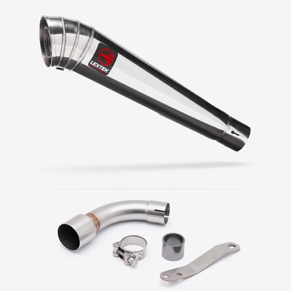 Lextek Polished Stainless Steel MP4 300mm Exhaust with Link Pipe for Benelli TNT 125/135 (17-20)