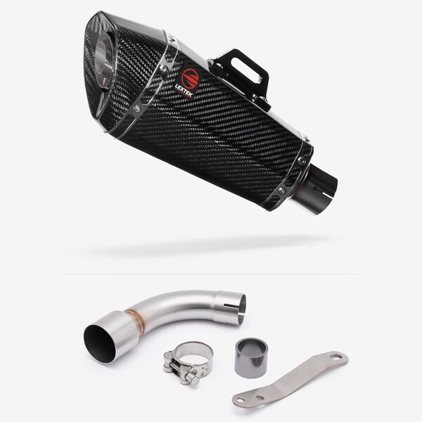 Lextek Carbon Fibre XP8C 210mm Exhaust with Link Pipe for Benelli TNT 125/135 (17-20)