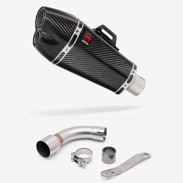 Lextek Carbon Fibre XP13C 210mm Exhaust with Link Pipe for Benelli TNT 125/135 (17-20)