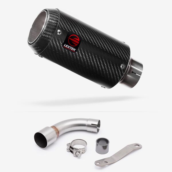Lextek Carbon Fibre CP8C 150mm Exhaust with Link Pipe for Benelli TNT 125/135 (17-20)