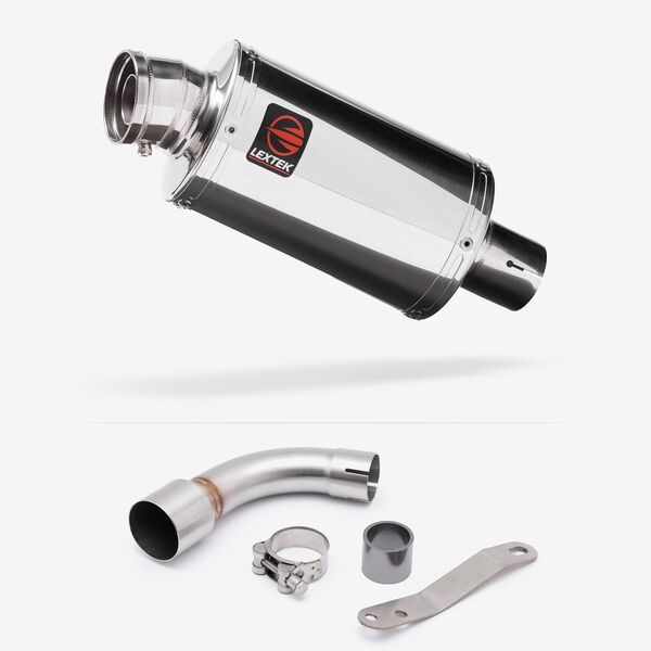 Lextek Polished Stainless Steel OP4 200mm Exhaust with Link Pipe for Benelli TNT 125/135 (17-20)
