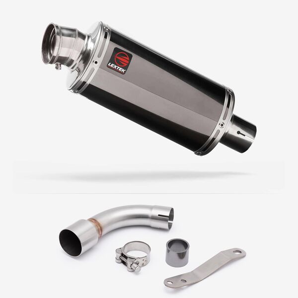 Lextek Smoked Stainless Steel OP16 250mm Exhaust with Link Pipe for Benelli TNT 125/135 (17-20)