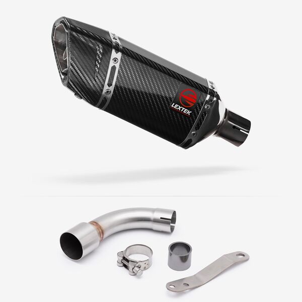 Lextek Carbon Fibre SP11C 200mm Exhaust with Link Pipe for Benelli TNT 125/135 (17-20)