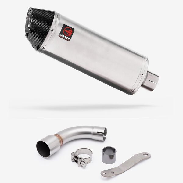 Lextek Brushed Stainless Steel RP2 300mm Exhaust with Link Pipe for Benelli TNT 125/135 (17-20)