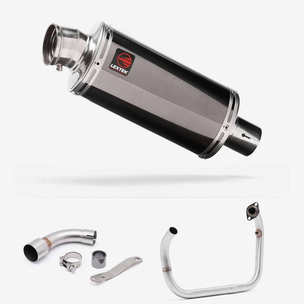 Lextek Smoked Stainless Steel OP16 250mm Exhaust System for Benelli TNT 125/135 (17-24)