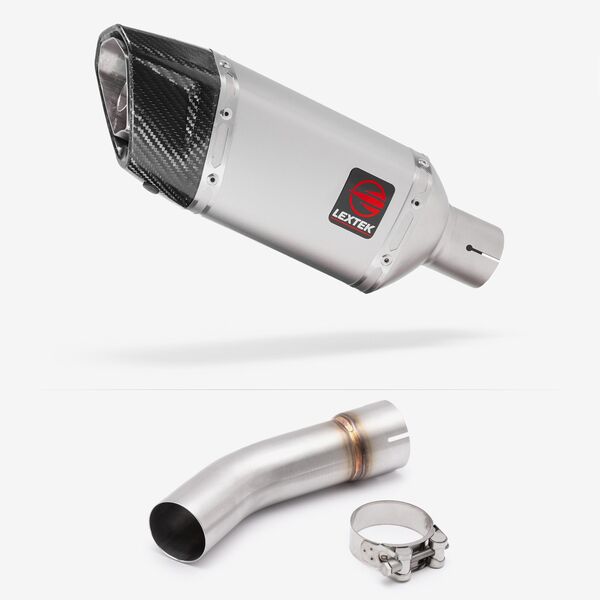 Lextek Matt Stainless Steel SP5 200mm Exhaust with Link Pipe for Suzuki SV650 (03-15)