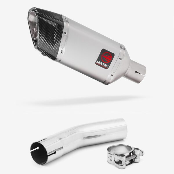 Lextek Matt Stainless Steel SP5 200mm Exhaust with Link Pipe for Lexmoto LXR 125 & 380