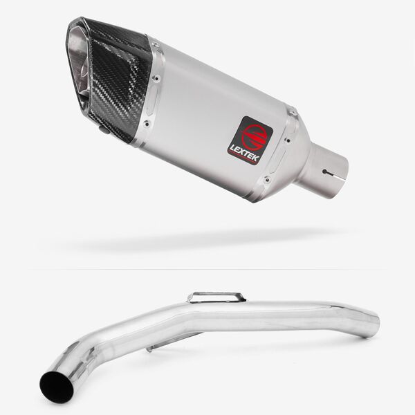 Lextek Matt Stainless Steel SP5 200mm Exhaust with Link Pipe for Triumph Explorer 1200 (12-18)