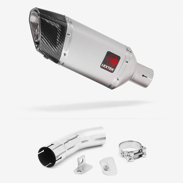 Lextek Matt Stainless Steel SP5 200mm Exhaust with Link Pipe for Suzuki GSX-S 1000 (15-20)