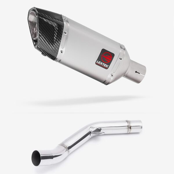 Lextek Matt Stainless Steel SP5 200mm Exhaust with Link Pipe for Kawasaki Z800 (13-16)