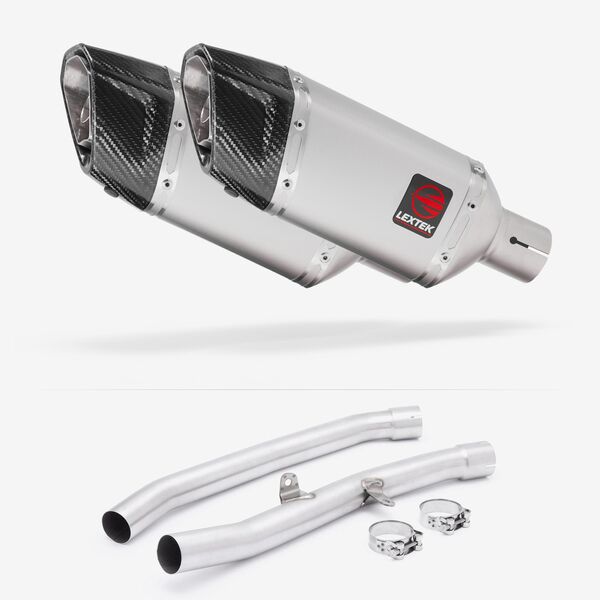 Lextek Matt Stainless Steel SP5 200mm Exhaust with Link Pipes for Kawasaki ZZR1400 (08-11)