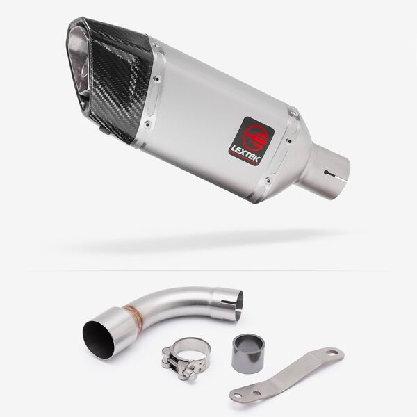 Lextek Matt Stainless Steel SP5 200mm Exhaust with Link Pipe for Benelli TNT 125/135 (17-20)