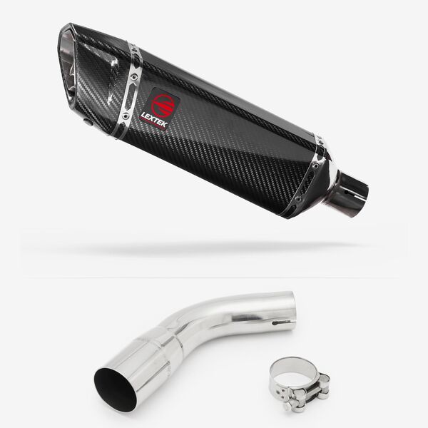Lextek Carbon Fibre SP9C 300mm Exhaust with Link Pipe for Suzuki SV650 (16-20)