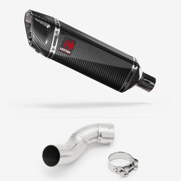 Lextek Carbon Fibre SP9C 300mm Exhaust with Link Pipe for Kawasaki Z900 (17-19)