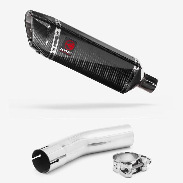 Lextek Carbon Fibre SP9C 300mm Exhaust with Link Pipe for Lexmoto LXR 125 & 380