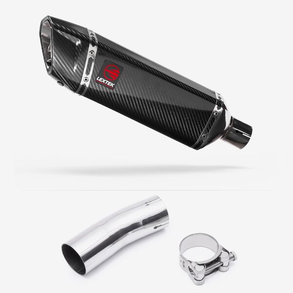 Lextek Carbon Fibre SP9C 300mm Exhaust with Link Pipe for Kawasaki Ninja 400 & Z400 (18-24)