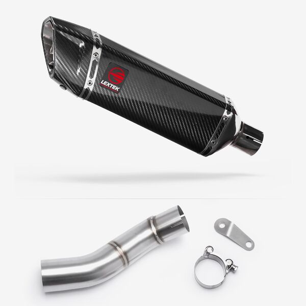 Lextek Carbon Fibre SP9C 300mm Exhaust with Link Pipe for Triumph Street Triple 765 (17-23)