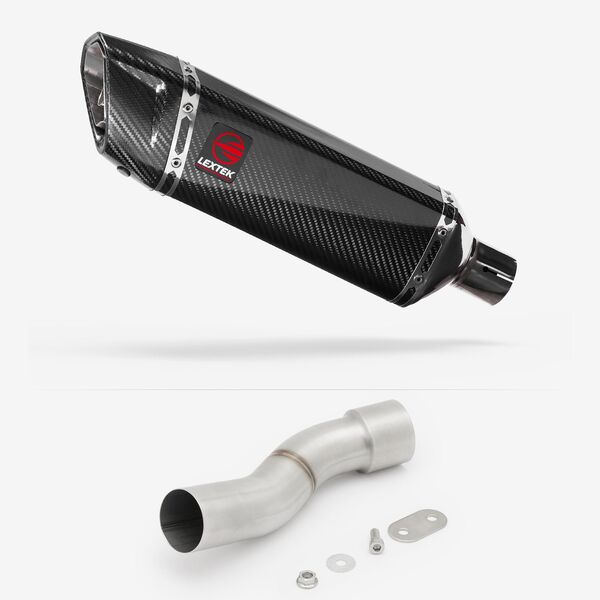 Lextek Carbon Fibre SP9C 300mm Exhaust with Link Pipe for Ducati Monster 821/1200 (14-21)