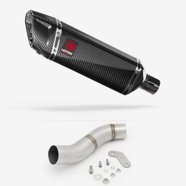 Lextek Carbon Fibre SP9C 300mm Exhaust with Link Pipe for Ducati Monster 797 (17-18)