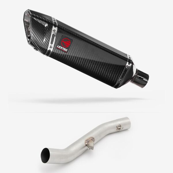 Lextek Carbon Fibre SP9C 300mm Exhaust with High Level Link Pipe for Yamaha YZF R6 (17-22)