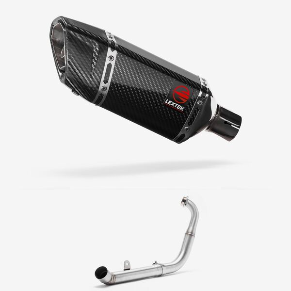 Lextek Carbon Fibre SP11C 200mm Exhaust System for Yamaha YZF-R125 / MT-125 (14-18)