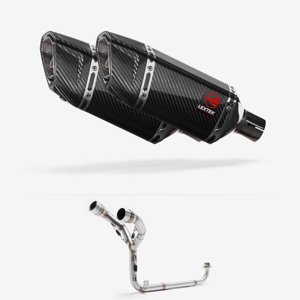Lextek Carbon Fibre SP11C 200mm Twin Underseat Exhaust System for Honda MSX Grom 125 (13-16)