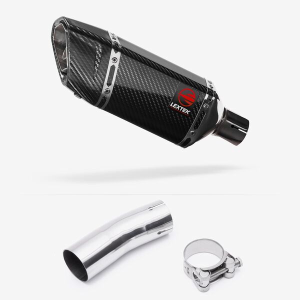 Lextek Carbon Fibre SP11C 200mm Exhaust with Link Pipe for Kawasaki Ninja 400 & Z400 (18-24)