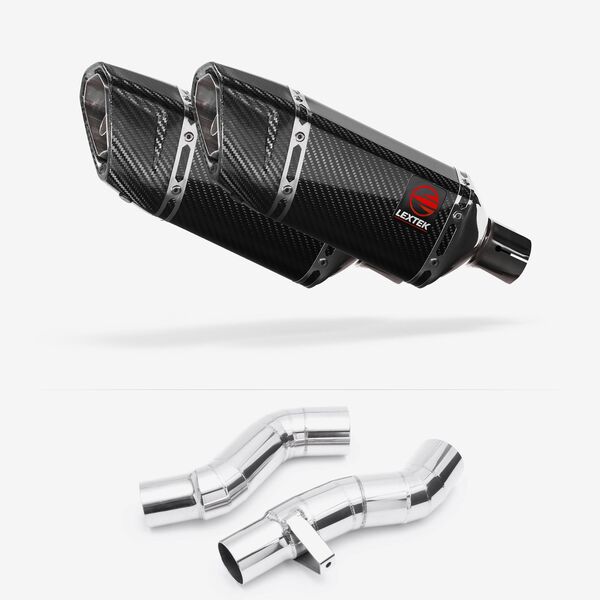 Lextek Carbon Fibre SP11C 200mm Exhaust with Link Pipes for Kawasaki Z1000SX With Luggage (14-19)