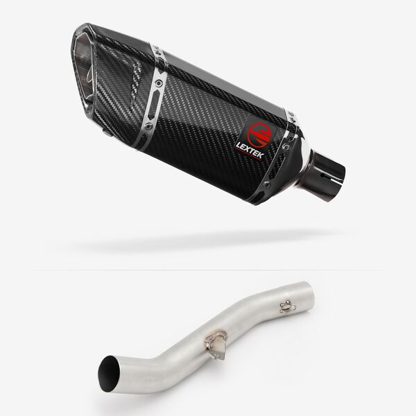 Lextek Carbon Fibre SP11C 200mm Exhaust with High Level Link Pipe for Yamaha YZF R6 (17-22)