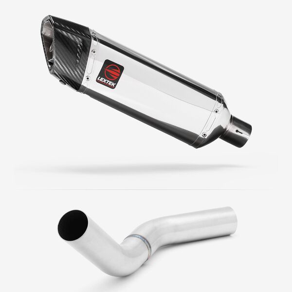 Lextek Polished Stainless Steel SP4 300mm Exhaust with Brushed Link Pipe for Kawasaki Z800 (13-16)