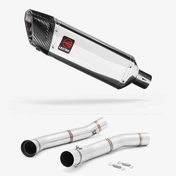 Lextek Polished Stainless Steel SP4 300mm Exhaust with Link Pipe for KTM 690 Duke (12-19)