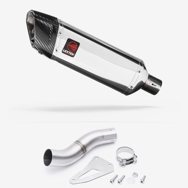 Lextek Polished Stainless Steel SP4 300mm Exhaust with Low Level Link Pipe